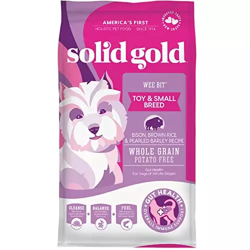 Solid Gold Small Breed Dog Food – Wee Bit Whole Grain Made with Real Bison, Brown Rice, and Pearled Barley – High Fiber, Probiotic, Natural Dry Dog Food for Small Dogs with Sensitive Stomachs