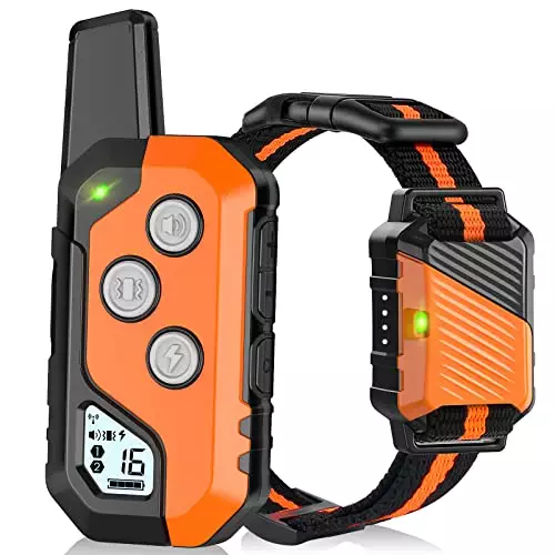 PIOUNS Dog Shock Collar, IP67 Waterproof Dog Training Collar with Remote, 3 Training Modes, Shock, Vibration and Beep, Rechargeable Electric Shock Collar for Large Medium Small Dog