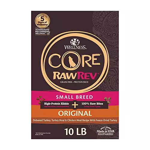 Wellness CORE RawRev Grain-Free Dry Small Dog Food, Natural Ingredients, Made in USA with Real Freeze-Dried Meat (Adult, Small Breed, 10 lbs)