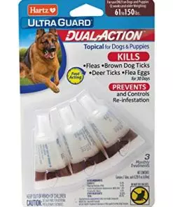 Hartz UltraGuard Dual Action Topical Flea & Tick Treatment for Dogs and Puppies – 61-150lbs, 3 Monthly Treatments