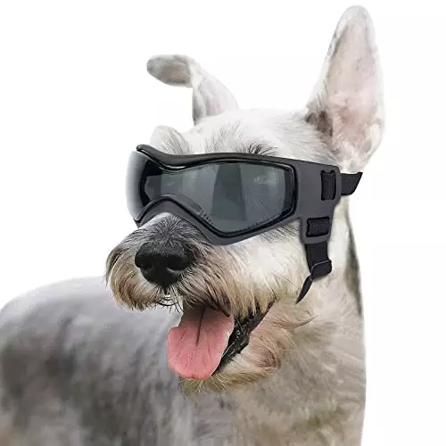 Enjoying Dog Goggles Small to Medium UV Protection Dogs Sunglasses Windproof Antifog Pet Glasses for Doggy Eye Wear, Soft Frame, Black