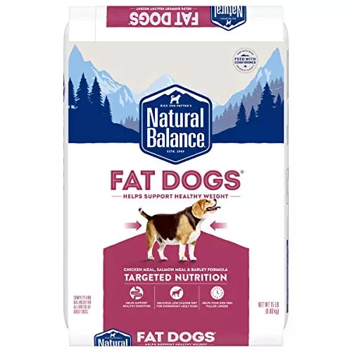 Natural Balance Fat Dogs Low Calorie Dry Dog Food Chicken Meal, Salmon Meal, Garbanzo Beans, Peas & Oatmeal, 15 Pounds (Packaging May Vary)