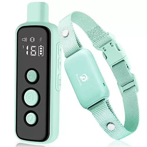 Bousnic Shock Collar for Dogs – Waterproof Rechargeable Dog Electric Training Collar with Remote for Small Medium Large Dogs with Beep, Vibration, Safe Shock Modes (8-120 Lbs) (Green)
