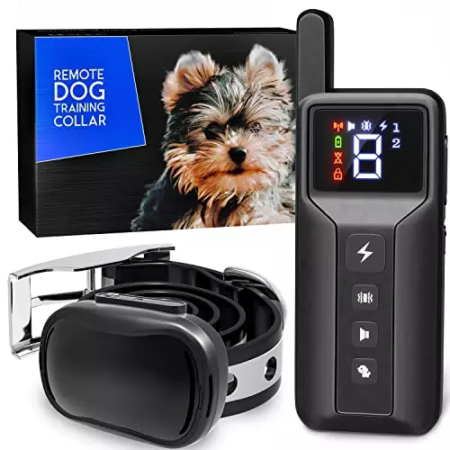 Extra Small Size Dog Training and Behavior Collar with Remote for Small Dogs 5-15lbs and Puppies with Shock – Waterproof & 1000 Ft Range