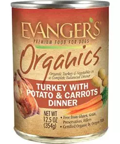 Evanger’s Organics Turkey with Potatoes & Carrots Dinner for Dogs – 12, 12.8 oz Cans