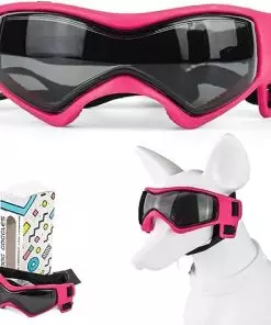 Shingoql Dog Goggles Easy Wear Small Dog Sunglasses Adjustable Anti-UV Waterproof Windproof Puppy Glasses for Small Breed to Medium Dog (Pink)