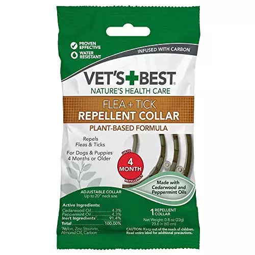 Vet’s Best Flea and Tick Repellent Collar for Dogs – Flea and Tick Prevention for Dogs – Plant-Based Ingredients – Small to Large Dog Flea Collar – Up to 20” Neck Size