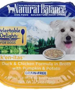 Natural Balance Delectable Delights Grain-Free Duck’en-itas – Duck & Chicken in Broth with Pumpkin & Potato | Adult Wet Dog Food | 2.75-oz. Cup (Pack of 24)