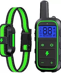 DogStop Dog Training Collar Electric Dog Shock Collar with 4 Training Modes and Waterproof Rechargeable Remote Range 3300Ft for Large Medium Small Dogs (Green)