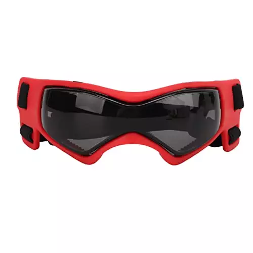 Dog Eye Protection Glasses, Cool Handsome Dog Goggles UV Protection Soft Frame Dog Sunglasses with Adjustable Strap for Medium Large Dog (Red)