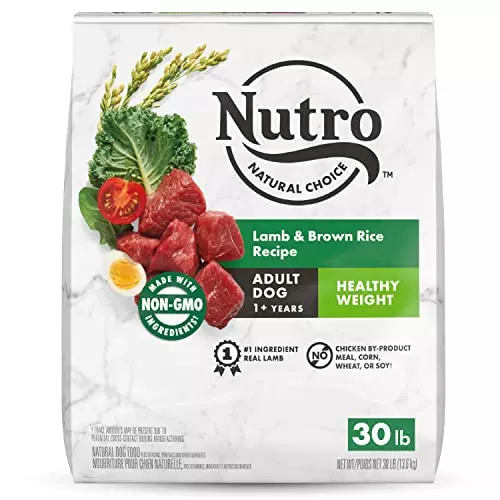 NUTRO NATURAL CHOICE Healthy Weight Adult Dry Dog Food, Lamb & Brown Rice Recipe Dog Kibble, 30 lb. Bag