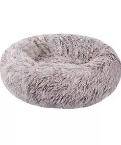 ZEJEUER Cat Bed, Medium Dog Bed, Round Donut Washable Plush Fluffy Faux Fur Soft Cushion Beds for Indoor Dogs