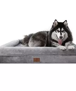 Yiruka XL Dog Bed, Orthopedic Washable Dog Bed with [Removable Bolster/Pillow], Grey Waterproof Dog Bed