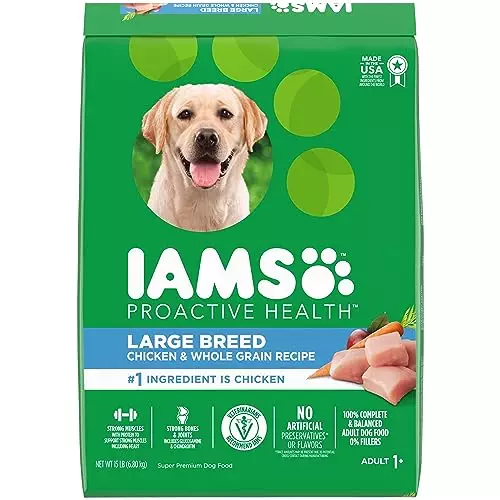 IAMS Adult High Protein Large Breed Dry Dog Food with Real Chicken, 15 lb. Bag