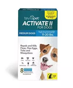 TevraPet Activate II Flea and Tick Prevention for Dogs | Medium Dogs 11-20 lbs | Fast Acting Flea Drops | 8 Month Supply | Vet Quality Protection