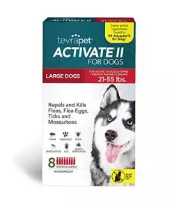 TevraPet Activate II Flea and Tick Prevention for Dogs | Large Dogs 21-55 lbs | Fast Acting Flea Drops | 8 Month Supply | Vet Quality Protection