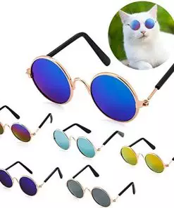 6 Pieces Cat Sunglasses Funny Pet Sunglasses Small Dog Sunglasses Classic Retro Circular Pomeranian Sunglasses Eyewear Photos Props Accessories Cosplay Glasses