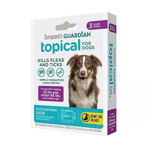 Sergeant’s Guardian Flea & Tick Squeeze On Topical for Dogs, 33-66 lbs., 3 Count