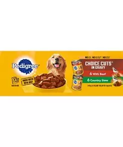 PEDIGREE CHOICE CUTS IN GRAVY Adult Canned Soft Wet Dog Food Variety Pack, with Beef and Country Stew, 13.2 oz. Cans (Pack of 12)