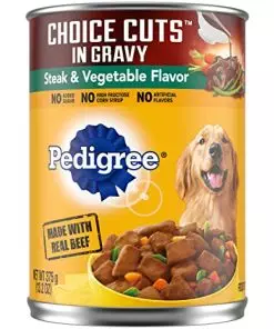 PEDIGREE CHOICE CUTS IN GRAVY Adult Canned Soft Wet Dog Food, Steak & Vegetable Flavor, 13.2 oz. Cans (Pack of 12)