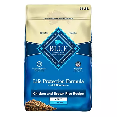 Blue Buffalo Dog Food, Life Protection Formula, Natural Chicken & Brown Rice Flavor, Adult Dry Dog Food, 34 lb Bag