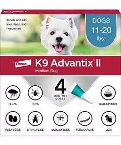 K9 Advantix II Medium Dog Vet-Recommended Flea, Tick & Mosquito Treatment & Prevention | Dogs 11-20 lbs. | 4-Mo Supply