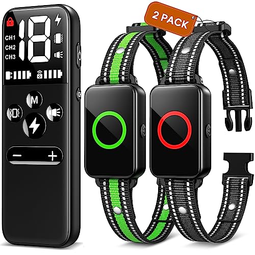4in1 Dog Shock Collar for 2 Dogs, 3300Ft Dog Shocker for Large Medium Small Dogs, Fast Charging E Collar for Dogs, Waterproof Dog Training Collar with Remote 2 Pack with Beep, Vibration, Humane Shock