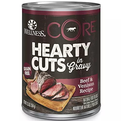 Wellness CORE Hearty Cuts Natural Wet Grain Free Canned Dog Food, Beef & Venison, 12.5-Ounce Can (Pack of 12)