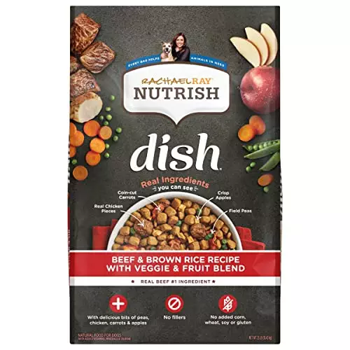 Rachael Ray Nutrish Dish Premium Dry Dog Food, Beef & Brown Rice Recipe with Veggies, Fruit & Chicken, 23 Pound Bag