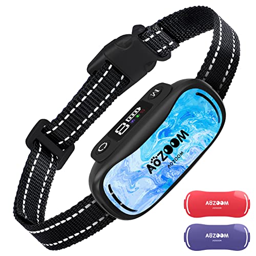AOZOOM Small Dog Bark Collar Rechargeable, Anti Barking Collar for Small Medium Dogs, Humane No Bark Collars for Dogs, Automatic Bark Collar for Medium Dogs, Safe Pet Bark Control Device (Blue)