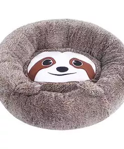 BVAGSS Calming Dog Bed for Small Medium Dogs,Sloth Design Plush Donut Cuddler Dog Bed, Anti Anxiety Round Cat Bed,Comfortable Cozy Soft Puppy Bed MW005 (Brown Sloth,20”)