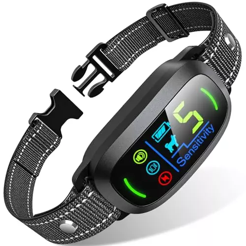 FAFAFROG Bark Collar, Rechargeable Dog Bark Collar with 5 Adjustable Sensitivity and Intensity Beep Vibration Shock (Black)