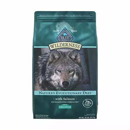 Blue Buffalo Wilderness High Protein Natural Large Breed Adult Dry Dog Food plus Wholesome Grains, Salmon 28 lb bag