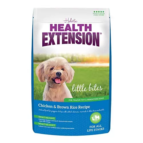 Health Extension Little Bites Dry Dog Food, Natural Food with Added Vitamins & Minerals, Suitable for Teacup, Toy & Miniature Dogs, Chicken & Brown Rice Recipe (10 Pound / 4.5 Kg)