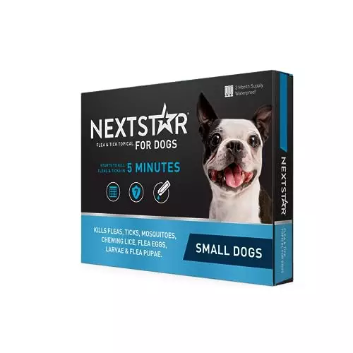 NEXTSTAR Flea and Tick Prevention for Dogs, Repellent, Treatment, and Control, Fast Acting Waterproof Topical Drops for Small Dogs and Puppies, 3 Monthly Doses