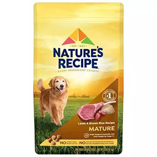 Nature’s Recipe Mature Dry Dog Food, Lamb & Rice Recipe, 4 Pound Bag