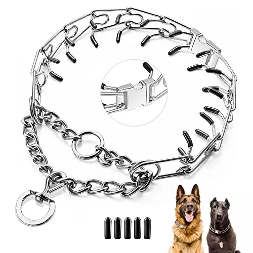 Dog Prong Collar,Dog Pinch Collar with Quick Release Buckle,No Pull Choke Collar Detachable Adjustable,Metal Easy Buckle Release Middle Large Dog Training Collar