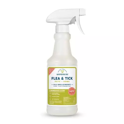 Wondercide – Flea, Tick & Mosquito Spray for Dogs, Cats, and Home – Control, Prevention, Treatment – with Natural Essential Oils – Pet and Family Safe – Lemongrass 16 oz