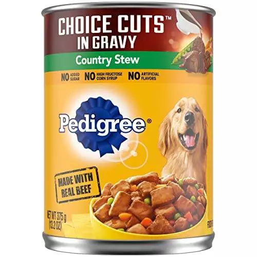 PEDIGREE CHOICE CUTS IN GRAVY Adult Canned Soft Wet Dog Food, Country Stew, 13.2 oz. Cans (Pack of 12)