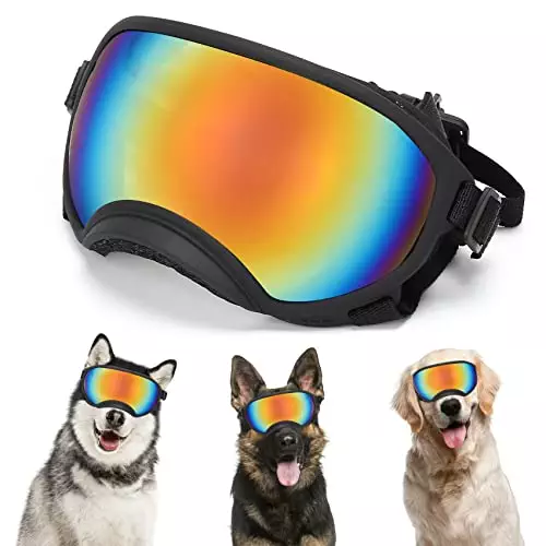 Flantor Dog Sunglasses, Large Dog Sunglasses Dog Goggles UV Protection Pet Glasses with Adjustable Strap for Large and Medium Dog