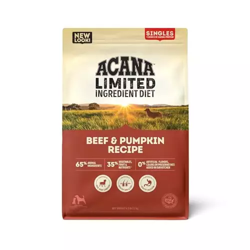 ACANA Singles Limited Ingredient Dry Dog Food, Beef & Pumpkin Recipe, Grain Free Beef Dry Dog Food, 4.5lb