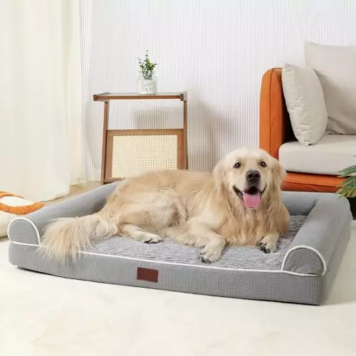 TJSOULER Orthopedic Dog Beds for Large Dogs,Waterproof Lined Egg Crate Foam Pet Bed Mat with Removable and Washable Cover and Non Slip Bottom,Dog Sofa Bed