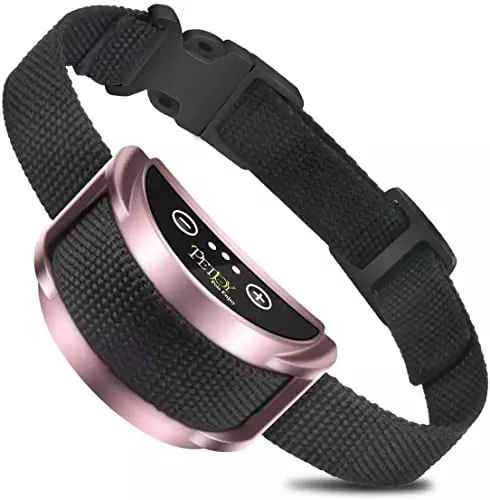 PetJoy Bark Collar for Large Dog, Rechargeable Barking Collar w/5 Adjustable Sensitivity and 7 Progressive Levels Using Beep & Shock.(Pink)