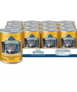 Blue Buffalo Wilderness High Protein, Natural Adult Healthy Weight Dog Wet Food, Turkey & Chicken Grill 12.5-oz cans (Pack of 12)