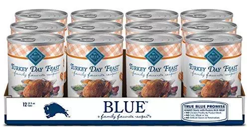 Blue Buffalo Family Favorites Natural Adult Wet Dog Food, Turkey Day Feast 12.5-oz can (Pack of 12)