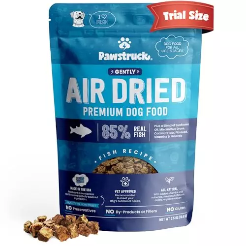 Pawstruck All Natural Air Dried Dog Food w/Real Fish – Grain Free, Made in USA, Non-GMO & Vet Recommended – High Protein Limited Ingredient Full-Feed – for All Breeds & Ages – 2.5oz Trial Bag