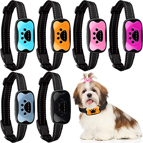 6 Pack Dog Bark Collar, Anti Barking Collar with 7 Adjustable Levels, No Shock Stop Barking Collar Device with Beep Vibration Smart Correction LED Indicator No Bark Collar for Small Medium Large Dogs