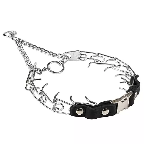 Herm Sprenger Prong Collar for Dogs Training – Quick Release Buckle & Swivel Ring for Easy Use – Made of Durable Steel Chrome Plated in Germany– 2.25mm Prongs for Small Dogs with 14-19″ Neck