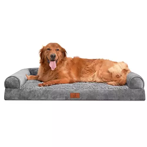 Mesa Lemon Extra Large Dog Bed, Washable Dog Bed with Removable Cover, Orthopedic Waterproof Dog Bed, Memory Foam Bolster Dog Sofa with Nonskid Bottom, Dog Bed
