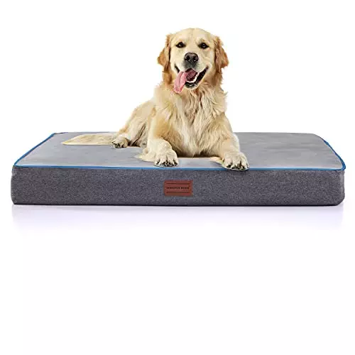 SunStyle Home Waterproof Dog Bed for Dogs & Cats Up to 50lbs Medium Dog Bed with Orthopedic Egg Crate Foam & Removable Washable Cover Grey Mattress Pet Mat Bed
